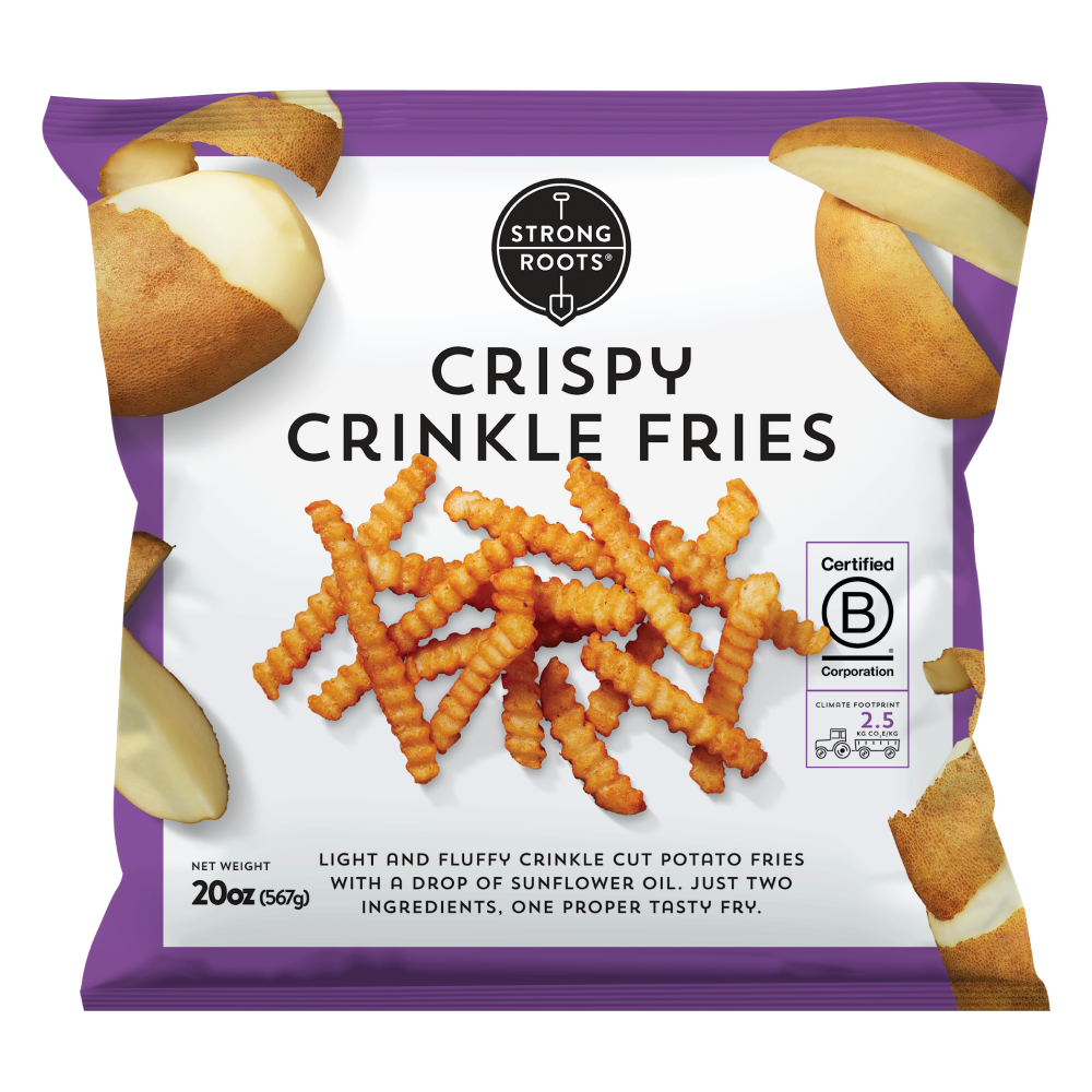 Crispy Crinkle Fries Vegan & Frozen that's Good Made Easy Strong Roots