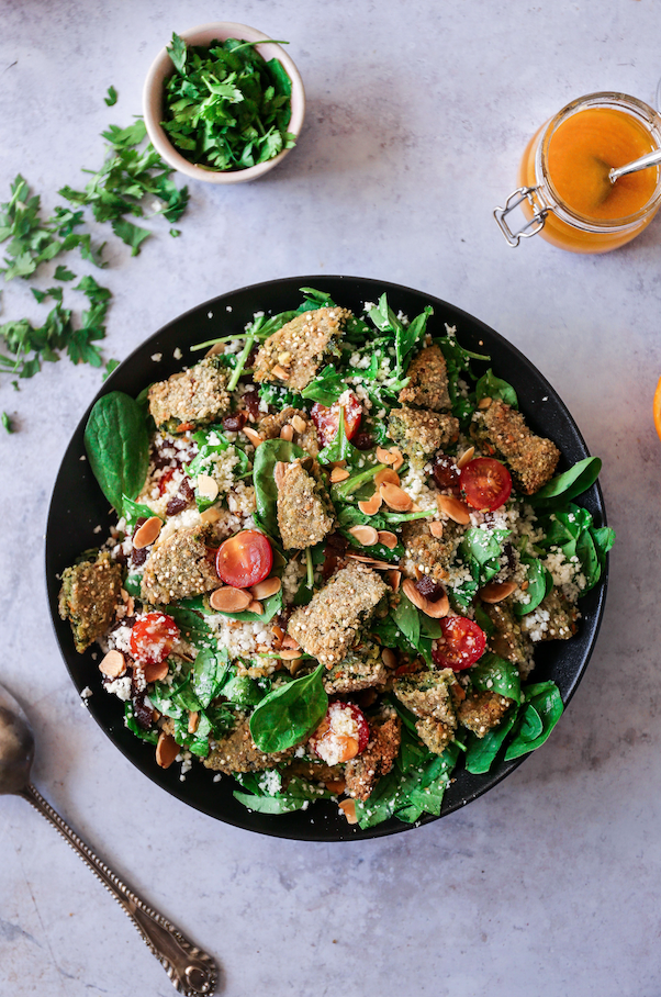 Roz Purcells Cauliflower Couscous with Kale & Quinoa Burgers Strong Roots