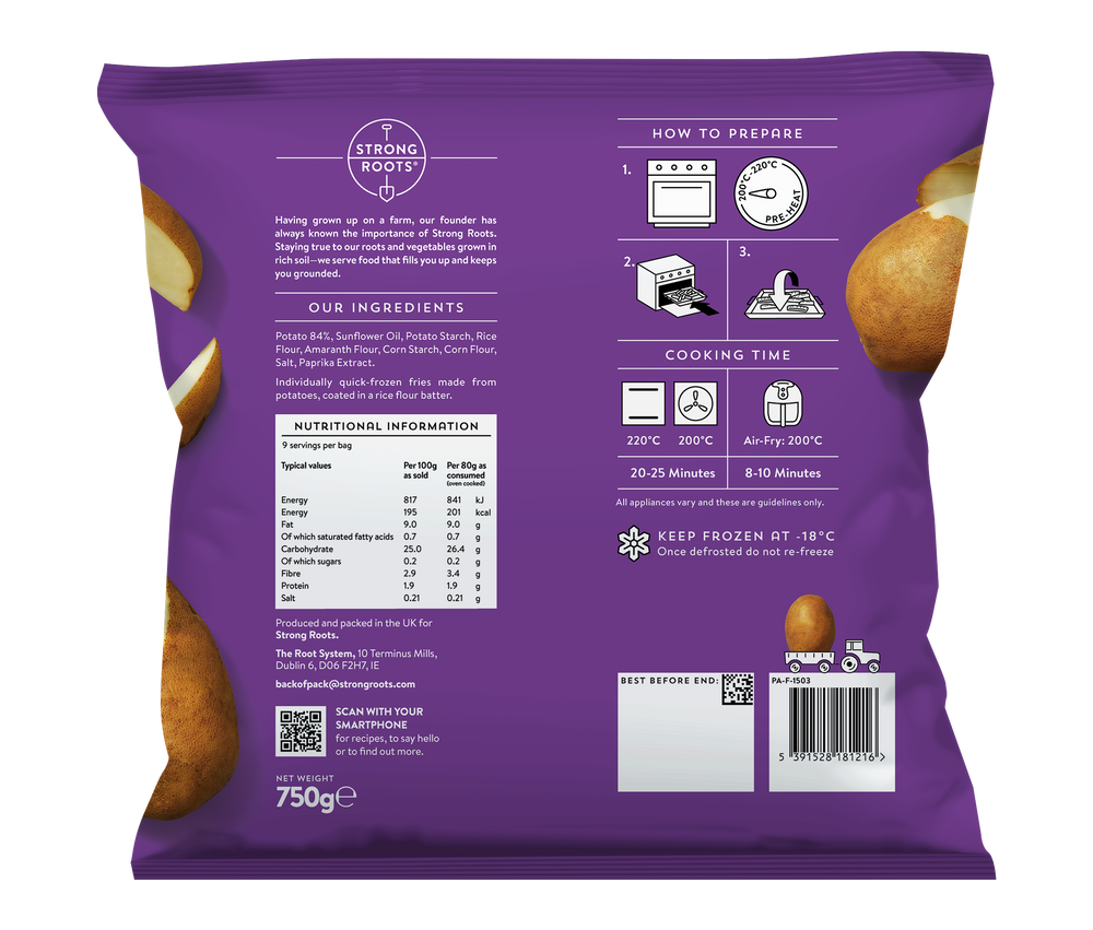 Crispy Skinny Fries | Vegan & Frozen that's Good Made Easy | Strong Roots