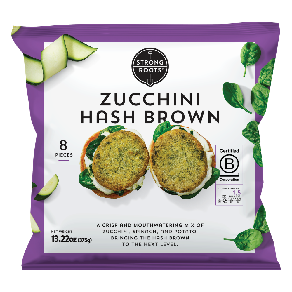 Zucchini Hash Brown Vegan & Frozen that's Good Made Easy Strong Roots